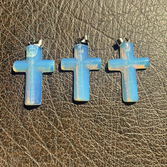 3 NEW Cross Pendants for Necklaces Opaline Opalite - Picture 2 of 3